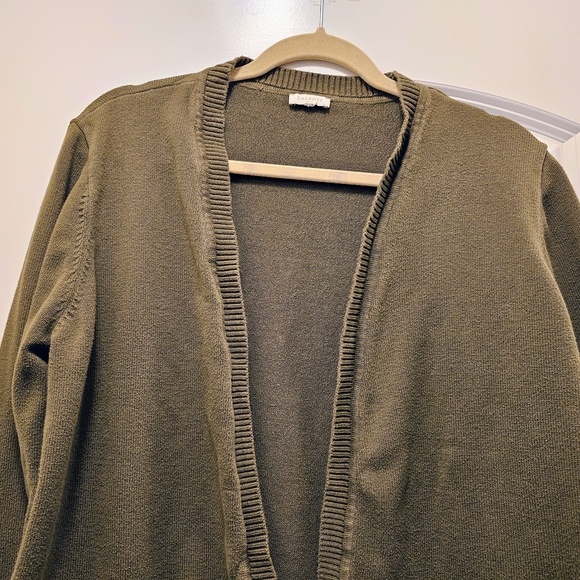 Talbots Women's Olive Green Open Front Sweater - Picture 3 of 6